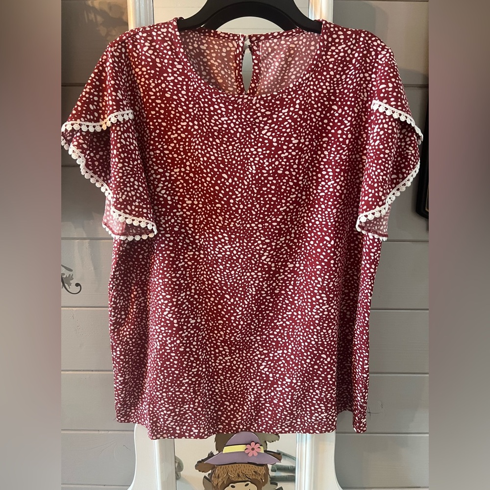 Deep Red Polka Dot Top